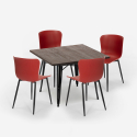 nelikulmainen pöytä 80x80cm Lix 4 tuolia teollinen tyyli anvil dark Mitat