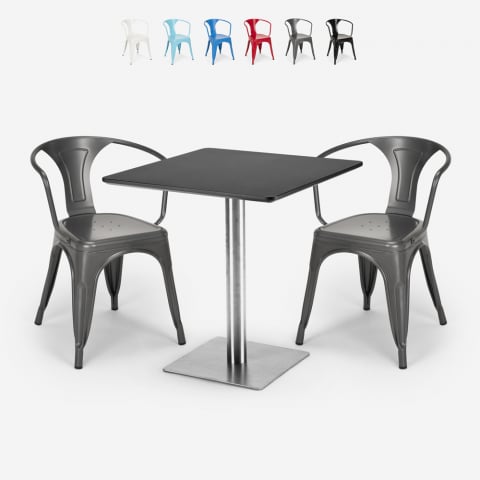 Starter Silver neliön muotoinen pöytä 70x70cm + 2 tuolia ravintolaan Tarjous