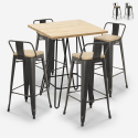 Rhodes 4 baarituolia + baaripöytä 60x60 cm vintagetyyliä metallia ja puuta Tarjous