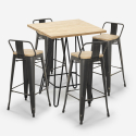 Rhodes 4 baarituolia + baaripöytä 60x60 cm vintagetyyliä metallia ja puuta Alennusmyynnit