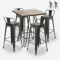 Rhodes Noix 4 baarituolia + baaripöytä 60x60 cm vintagetyyliä metallia ja puuta Tarjous