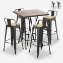 Rhodes Noix 4 baarituolia + baaripöytä 60x60 cm vintagetyyliä metallia ja puuta Myynti