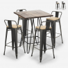 Rhodes Noix 4 baarituolia + baaripöytä 60x60 cm vintagetyyliä metallia ja puuta Myynti