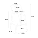 Rhodes Noix 4 baarituolia + baaripöytä 60x60 cm vintagetyyliä metallia ja puuta Hankinta