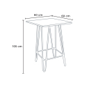 Rhodes Noix 4 baarituolia + baaripöytä 60x60 cm vintagetyyliä metallia ja puuta 