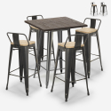 Axel 4 baarituolia + baaripöytä 60x60 cm vintagetyyliä metallia ja puuta Myynti