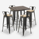 Axel 4 baarituolia + baaripöytä 60x60 cm vintagetyyliä metallia ja puuta Alennukset