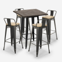 Axel Black 4 baarituolia + baaripöytä 60x60 cm metallia ja puuta Alennukset