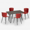 4 tuolin sarja Lix industrial style suorakulmainen pöytä 120x60cm wire Mitat