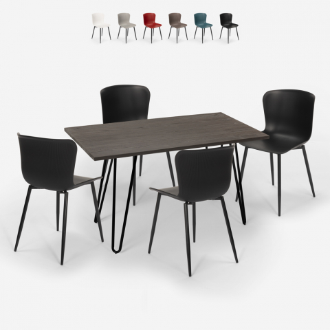 4 tuolin sarja Lix industrial style suorakulmainen pöytä 120x60cm wire Tarjous