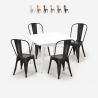 setti 4 tuolia teollinen tyyli pöytä metalli 80x80cm valkoinen valtio valkoinen Alennusmyynnit