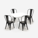 setti 4 tuolia teollinen tyyli Lix pöytä metalli 80x80cm valkoinen valtio valkoinen Mitat