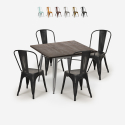 teollinen ruokapöytä 80x80cm 4 tuolia vintage design burton Alennukset