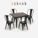 setti 4 tuolia Lix vintage ruokapöytä 80x80cm puu metalli burton musta Alennusmyynnit