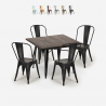 setti 4 tuolia Lix vintage ruokapöytä 80x80cm puu metalli burton musta Alennusmyynnit