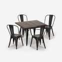 setti 4 tuolia vintage ruokapöytä 80x80cm puu metalli burton musta Mitat