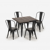 setti 4 tuolia Lix vintage ruokapöytä 80x80cm puu metalli burton musta Mitat