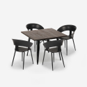 setti 4 tuolia design neliön muotoinen pöytä 80x80cm industrial reeve musta Valinta