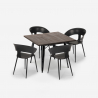 setti 4 tuolia design neliön muotoinen pöytä 80x80cm Lix industrial reeve musta Valinta