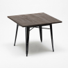 setti 4 tuolia design neliön muotoinen pöytä 80x80cm Lix industrial reeve musta 