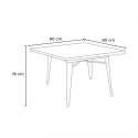 setti 4 tuolia design neliön muotoinen pöytä 80x80cm industrial reeve musta 