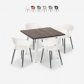 Ruokapöydän setti 80x80cm puu metalli 4 tuolia design Reeve White Tarjous