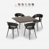 Ruokapöydän setti 80x80cm puu metalli 4 tuolia design Reeve White Alennukset