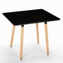 Dax Dark 4 tuolia + neliön muotoinen musta pöytä 80x80 cm, skandinaavista tyyliä 