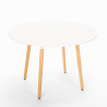 Valkoinen pyöreä pöytä 100cm Skandinaavinen muotoilu 4 tuolia Midlan Light 