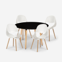 Setti 4 tuolia design ruokapöytä 100cm musta pyöreä Midlan Dark Luettelo