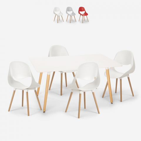 Flocs Light suorakulmainen pöytä 80x120cm + 4 tuolia skandinaavinen muotoilu Tarjous