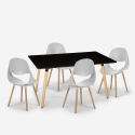 Setti 4 tuolia Skandinaavinen muotoilu suorakulmainen pöytä 80x120cm Flocs Dark Luettelo