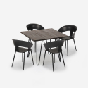 Setti 4 tuolia moderni design pöytä 80x80cm teollinen ravintola keittiö Maeve Tumma Valinta
