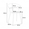 Teollinen keittiöpöytä 80x80cm 4 modernia design tuolia Maeve Light 