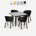 Nelikulmainen pöytä 80x80cm metallinen 4 tuolia moderni muotoilu Krust Dark Tarjous