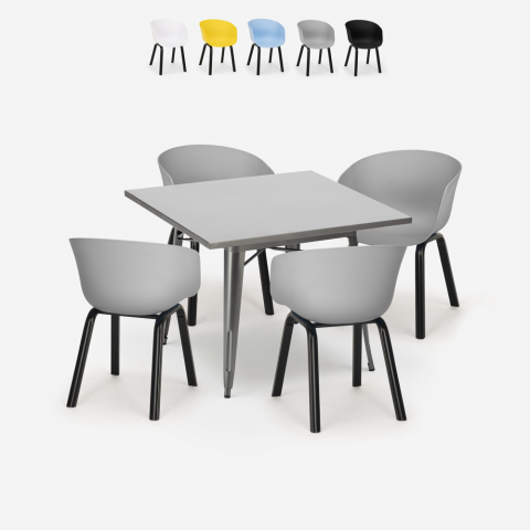nelikulmainen ruokapöytä 80x80cm Lix 4 tuolia moderni muotoilu krust Tarjous