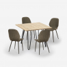 4 design-tuolin setti keinonahkainen pöytä puu metalli 80x80cm Wright Light Varasto