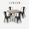 setti 4 tuolia vintage-tyylinen keittiönpöytä 80x80cm industrial hedges Alennukset