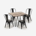 setti 4 tuolia vintage-tyylinen keittiönpöytä 80x80cm industrial hedges Hinta
