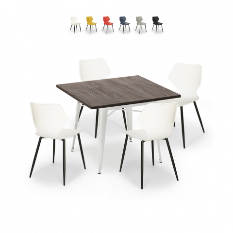 Nelikulmainen pöytä 80x80cm Tolix keittiöbaari 4 tuolia design Howe Light Tarjous