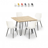 Teollisuustyylinen neliön muotoinen pöytä 80x80cm 4 tuolia design Sartis Light Myynti