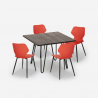 Setti 4 tuolia design neliö pöytä 80x80cm puu metalli Sartis Tumma Hinta