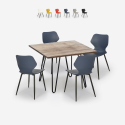 Nelikulmainen pöytä 80x80cm teollinen muotoilu 4 polypropeenituolia Sartis Tarjous