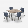 Nelikulmainen pöytä 80x80cm teollinen muotoilu 4 polypropeenituolia Sartis Ominaisuudet