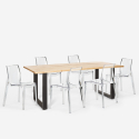 Keittiösarja teollinen pöytä 200x80cm 6 tuolia design läpinäkyvä Lewis Tarjous