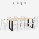 Setti 8 tuolia design läpinäkyvä ruokapöytä 220x80cm teollinen Virgil Varasto