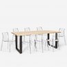 Setti 8 tuolia design läpinäkyvä ruokapöytä 220x80cm teollinen Virgil Malli