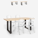 Ruokapöytä setti 160x80cm puu metalli 4 tuolia läpinäkyvä Jaipur M Varasto