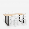 Ruokapöytä setti 160x80cm puu metalli 4 tuolia läpinäkyvä Jaipur M Malli