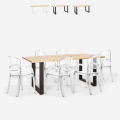 Setti 6 tuolia läpinäkyvä polykarbonaattipöytä 180x80cm teollinen Jaipur L Tarjous